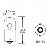 SCC BA15S T16: Single Centre Contact (SCC) BA15S base with 15mm diameter cap and 16mm diameter tubular glass (T16) from £0.01 each